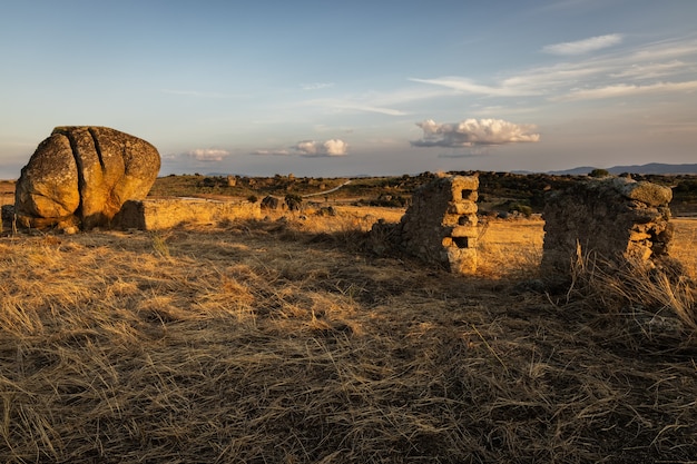 Landscape with fallen wall near Malpartida de Caceres