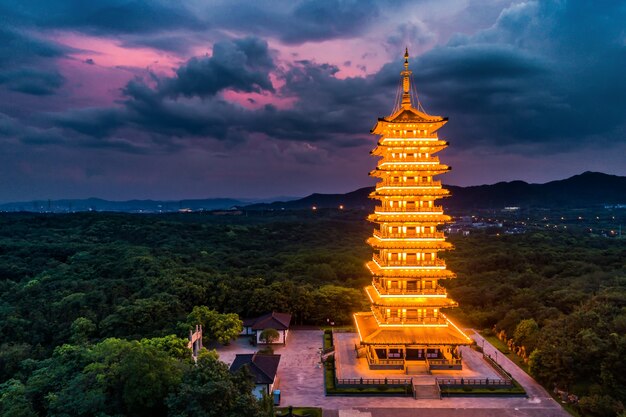 宜興の日没風景