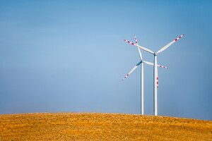 Бесплатное фото Пейзаж с ветряными турбинами