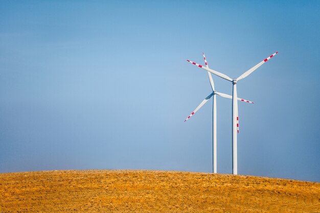 Landscape with wind turbines