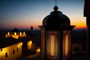 Foto gratuita una lanterna si accende al tramonto nel deserto