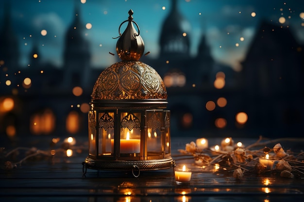 Free photo lantern islamic new year background