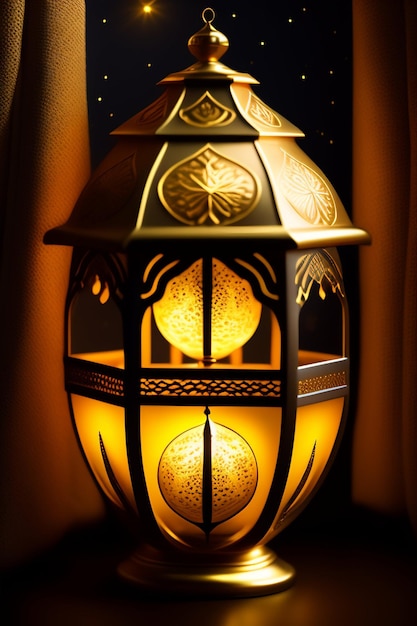 Free photo a lantern with the words ramadan on it