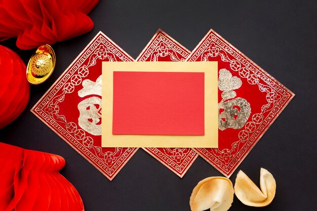 Lanterns and chinese new year card mock-up