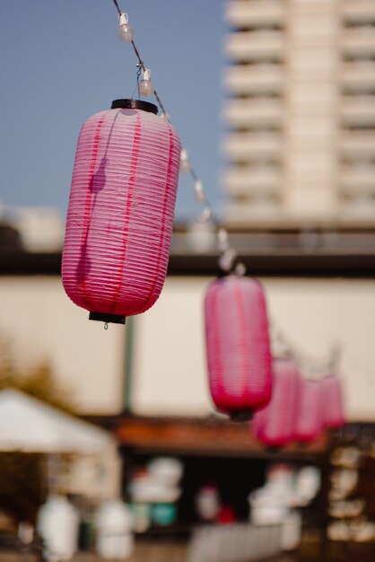 Lanterns hanging on a rope