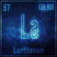 Free photo lanthanum chemical element, sign with atomic number and atomic weight, periodic table element