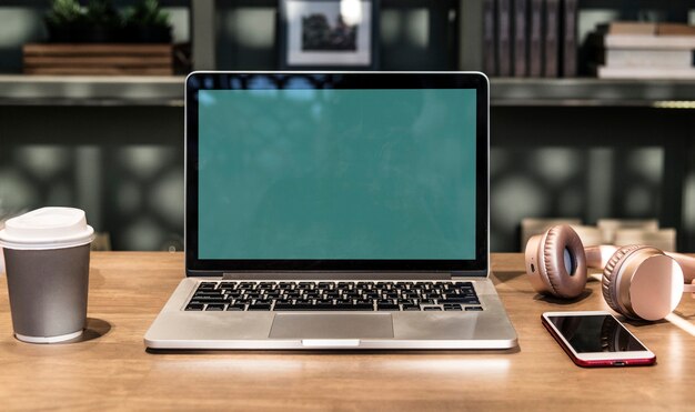 Laptop in a coworking space