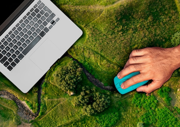 Laptop in nature concept