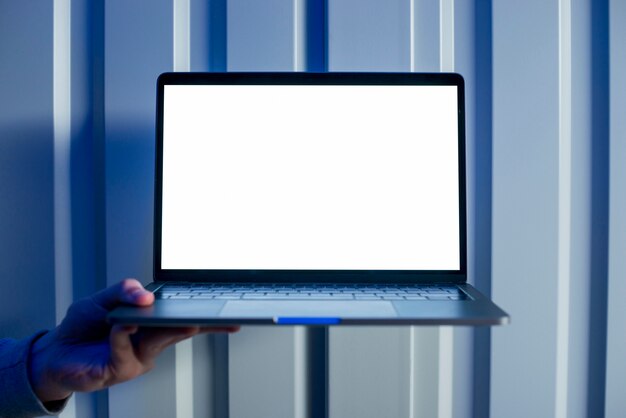 Laptop screen template with hacking concept