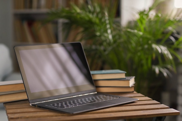 Free photo laptop on table