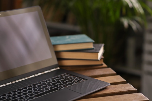 Laptop on table