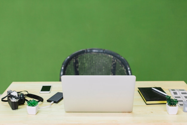 Laptop on table