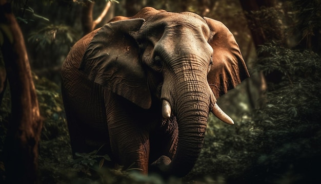 Free photo large african elephant walking through the mud generated by ai