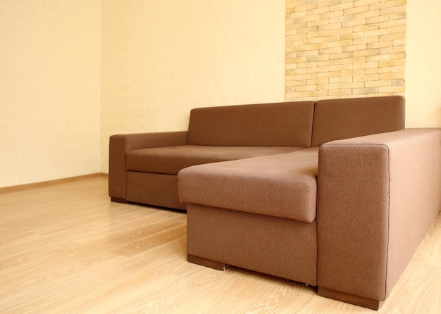 Large brown sofa in modern living room