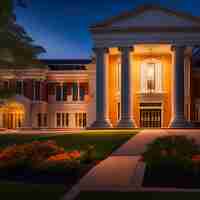 Free photo a large building with columns that say's the word on it