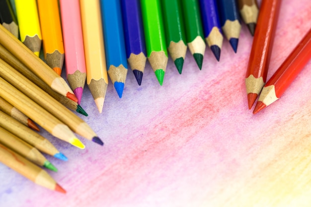 Large colored pencils close-up