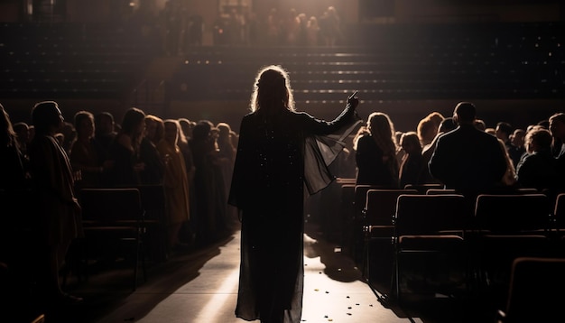 Free photo large crowd of christians praying at night generated by ai