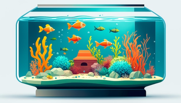 Free photo large glass aquarium with fish generative ai