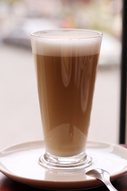 A large glass of cold coffee