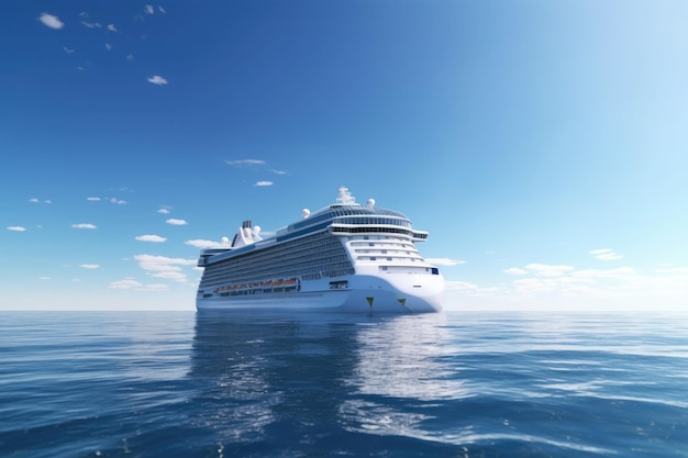 Large luxurious cruise ship sailing in the sea on a sunny day Ai generative