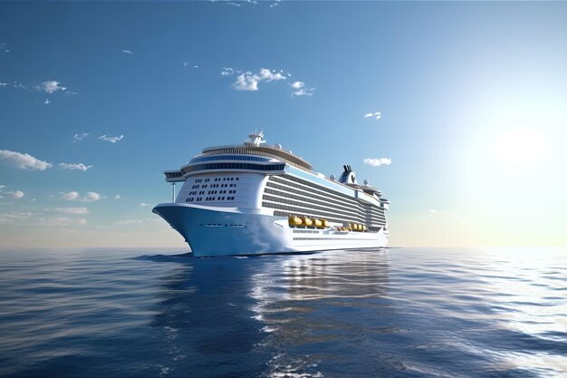 Large luxurious cruise ship sailing in the sea on a sunny day Ai generative