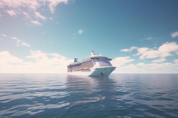 Large luxurious cruise ship sailing in the sea on a sunny day Ai generative