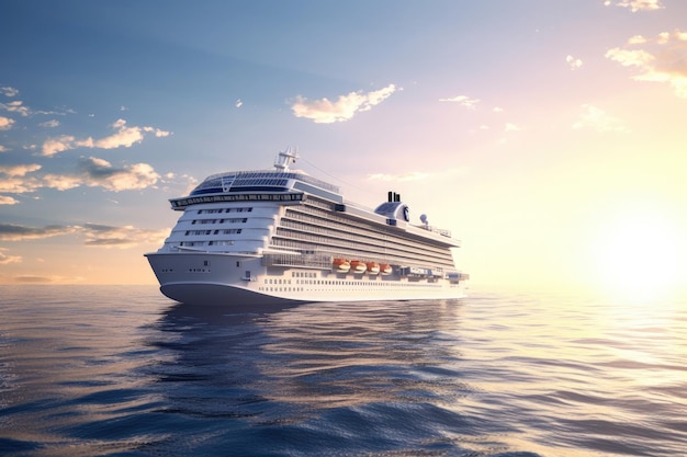 Free photo large luxurious cruise ship sailing in the sea on a sunny day ai generative