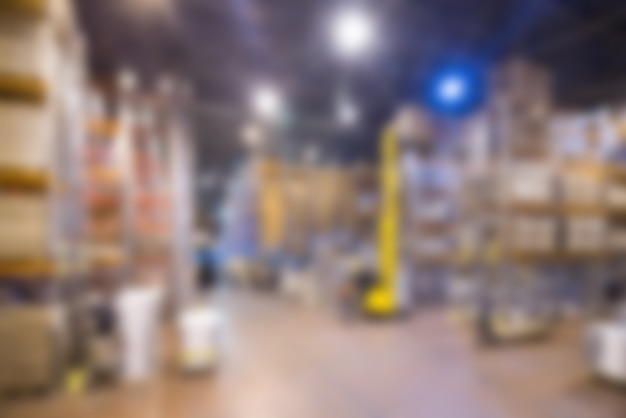 Free photo large modern warehouse theme blur background