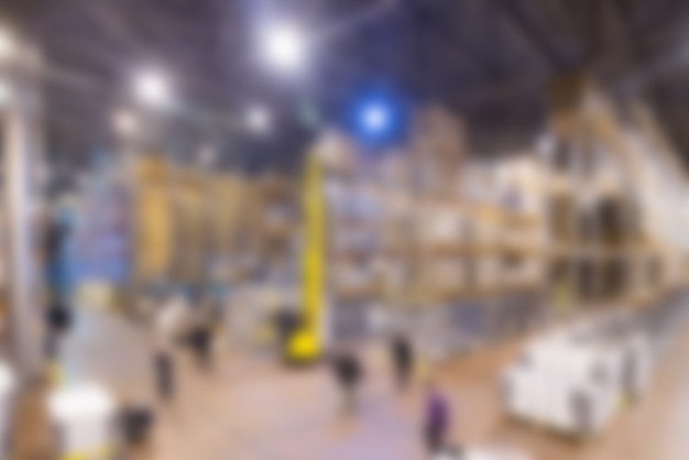 Free photo large modern warehouse theme blur background