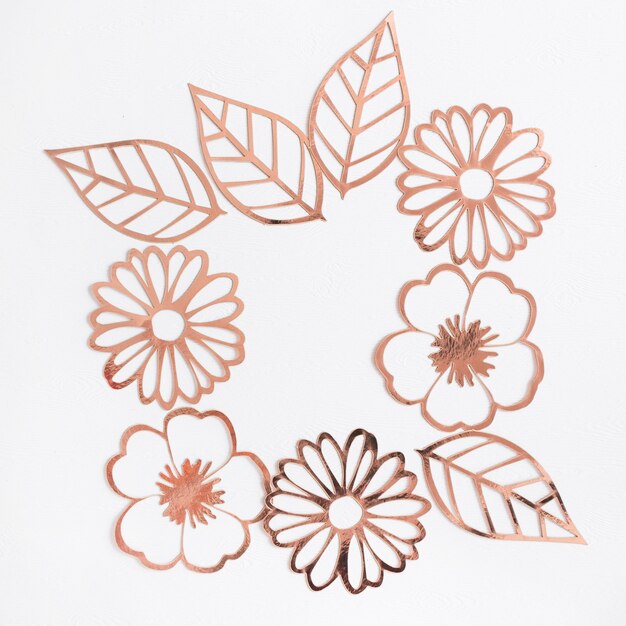 laser cutting flower and leaves on white background
