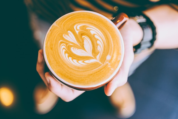 Latte art coffee cup