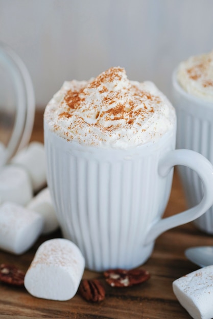 Latte on wooden