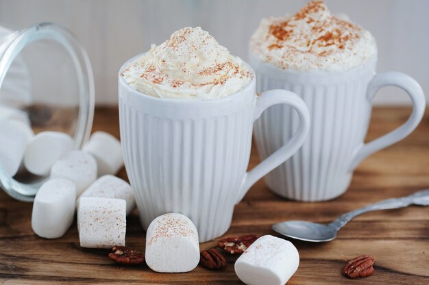 Latte on wooden