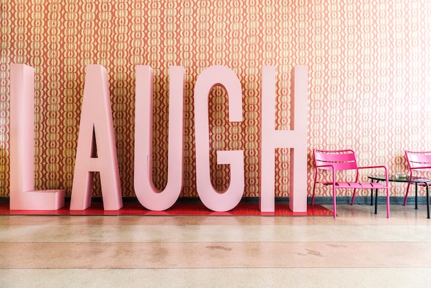 Laugh word inside a room