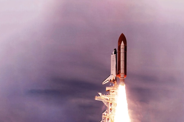 Launch of the space shuttle into space. elements of this image were furnished by nasa. high quality photo