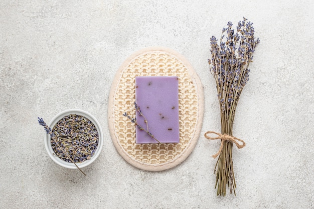 Lavender plant and soap arrangement