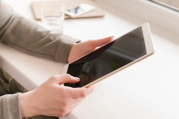 Lawyer using tablet