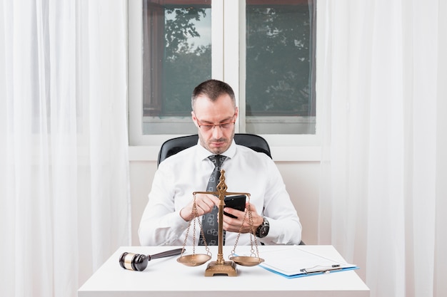 Lawyer with smartphone