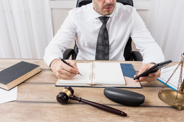 Lawyer with smartphone