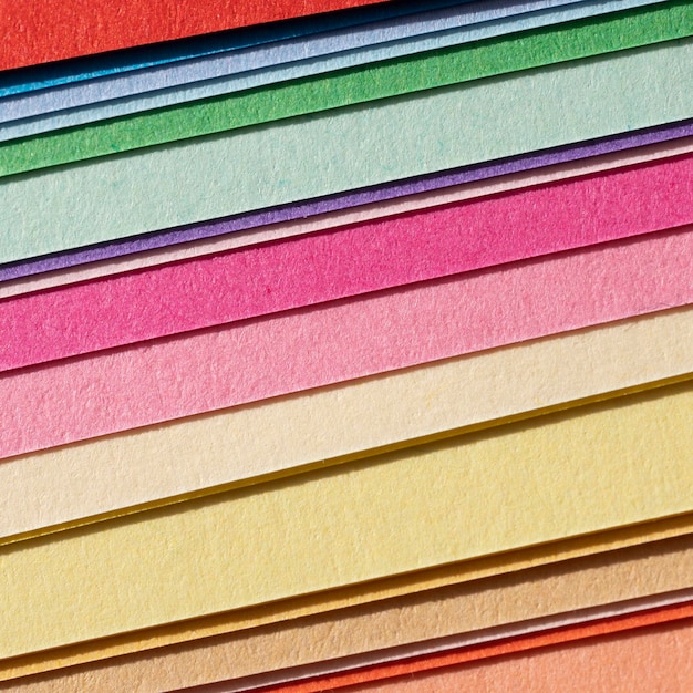 Layers of colored papers high view