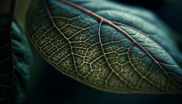 Free photo leaf vein symmetry in wet sunlight backdrop generated by ai
