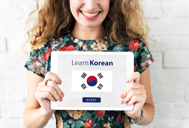 Learn Korean Language Online Education Concept