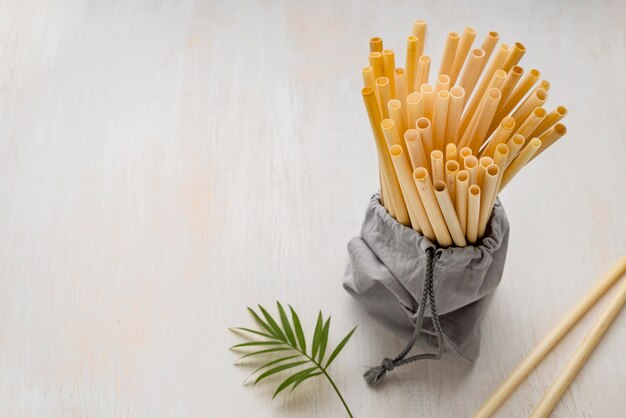 Leaves and eco-friendly environment bamboo tube straws