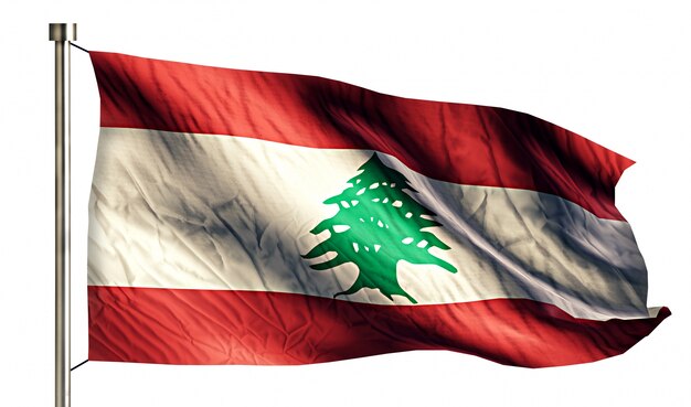 Национальный флаг Ливана изолированный 3D белый фон