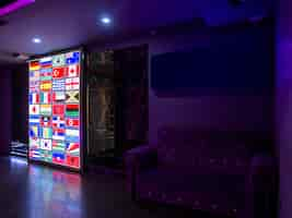 Free photo led screen with the flags of the world countries