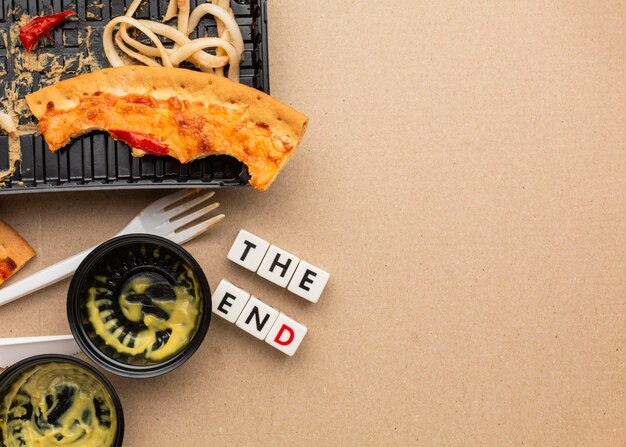 Leftover pizza food the end quote copy space