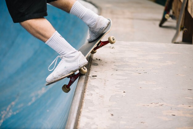 Legs of balancing skateboarder