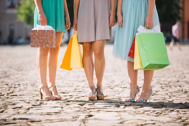 Legs of pretty shoppers