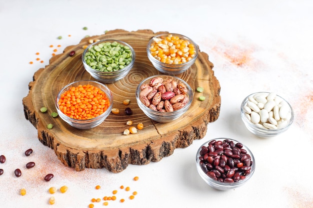 Free photo legumes and beans assortment.healthy vegan protein food.