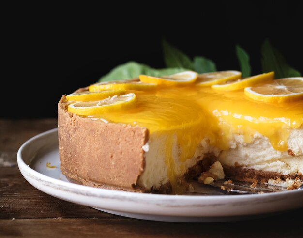 レモンチェスケーキの食べ物レシピのアイデア